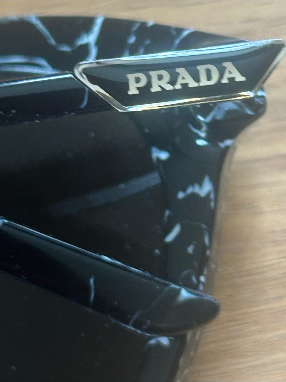 Prada Black Marble Pattern Oversized Women's Sunglasses - Picture 4 of 7